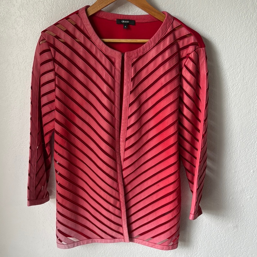 Grayse Ombré‎ Red Leather Blazer